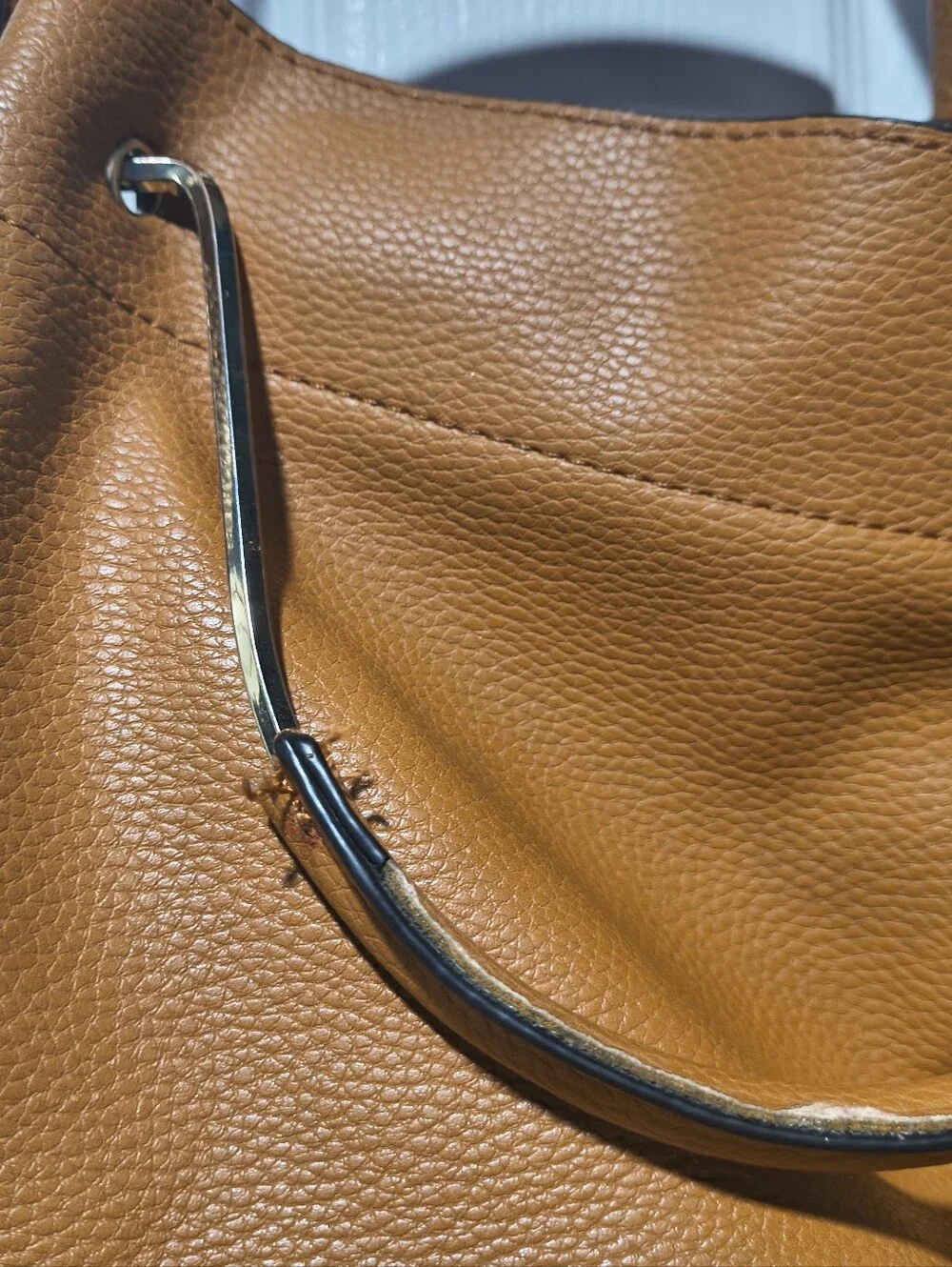 Sondra Roberts Squared Hobo Bag Camel Pebbled Tote with Insert & Dust Bag